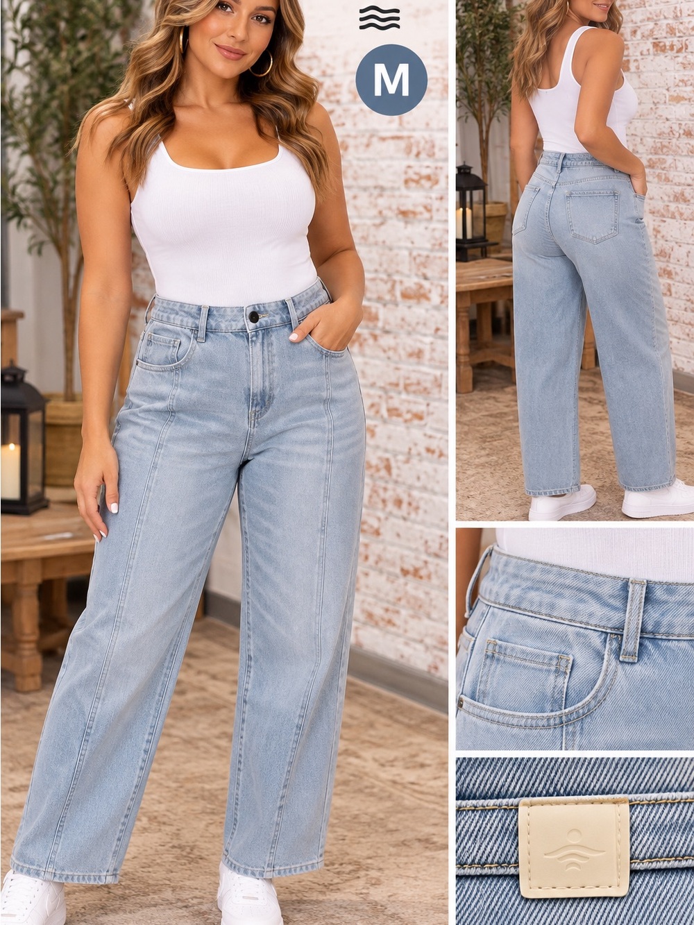 HALARA Light Blue High-Rise Wide Leg Jeans NWOT